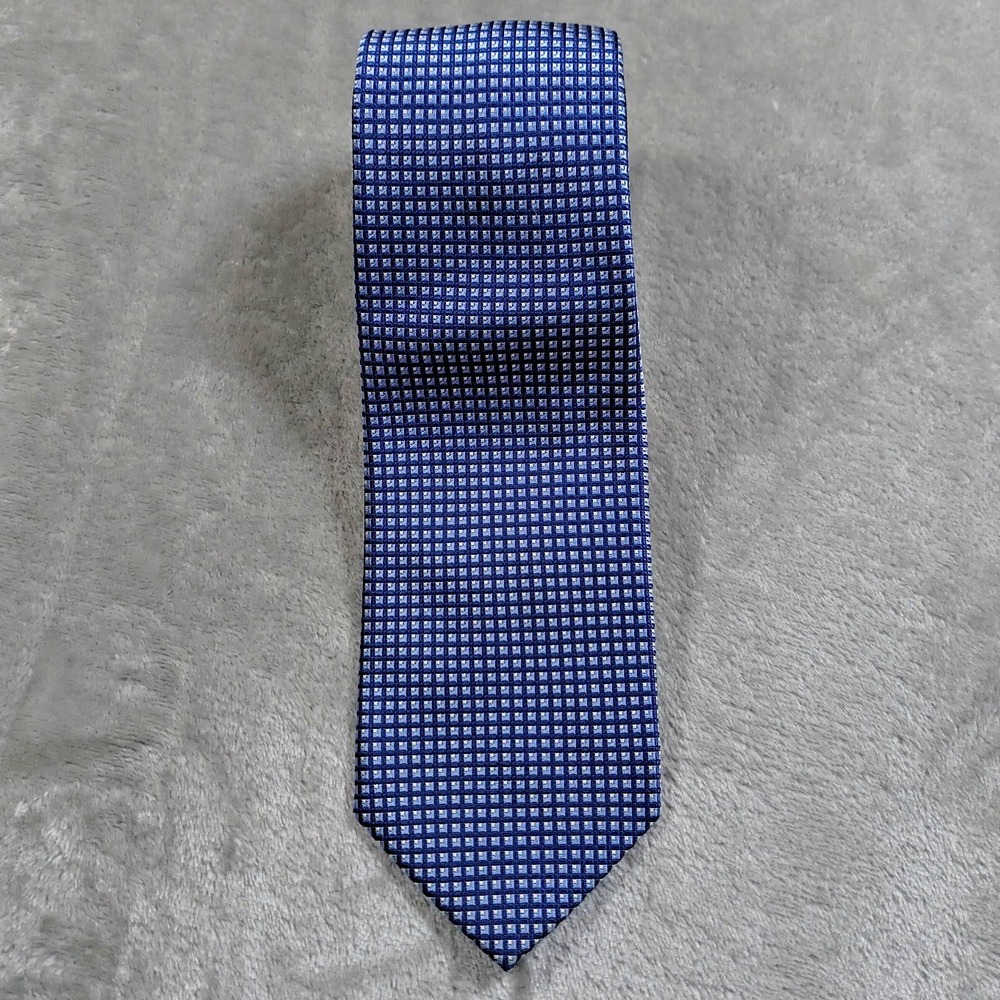 Vintage Fairfax Tie Mens 57.5x3.25 Blue Geometric Abstract Silk Barneys New York